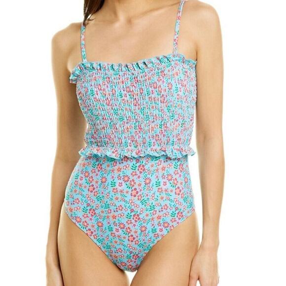 Sold & Stripes The Blue Vera Floral Print One Piece Swimsuit Women's Size XS - Picture 4 of 10